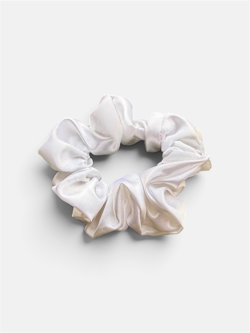 Hand Crafted White Satin Hair Scrunchie